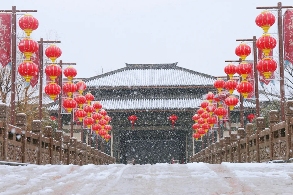 瑞雪穿庭作飞花,古城赏雪春意浓